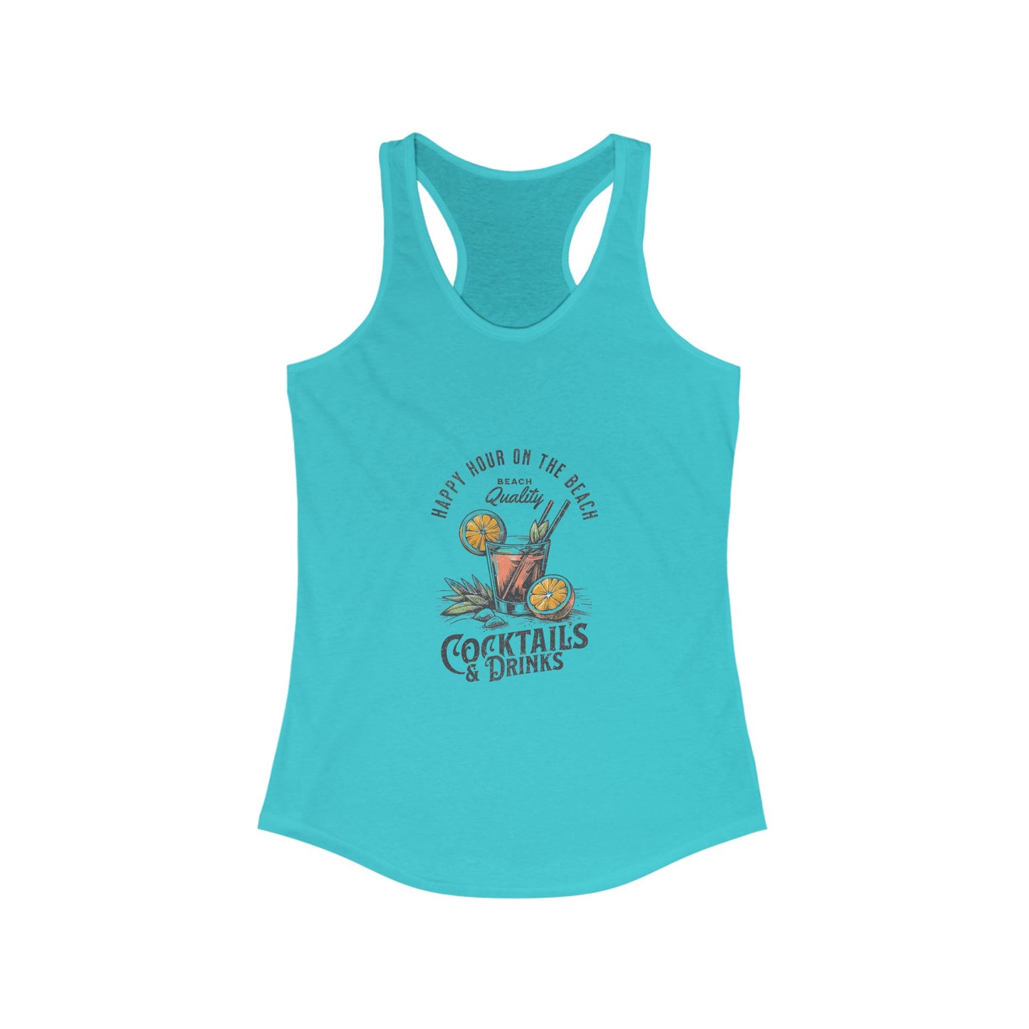 Cocktails & Drinks Women's Racerback Tank, Summer Vibes, Fun Party Top, Beach Wear, Gift for Her, Relaxed Fit Shirt