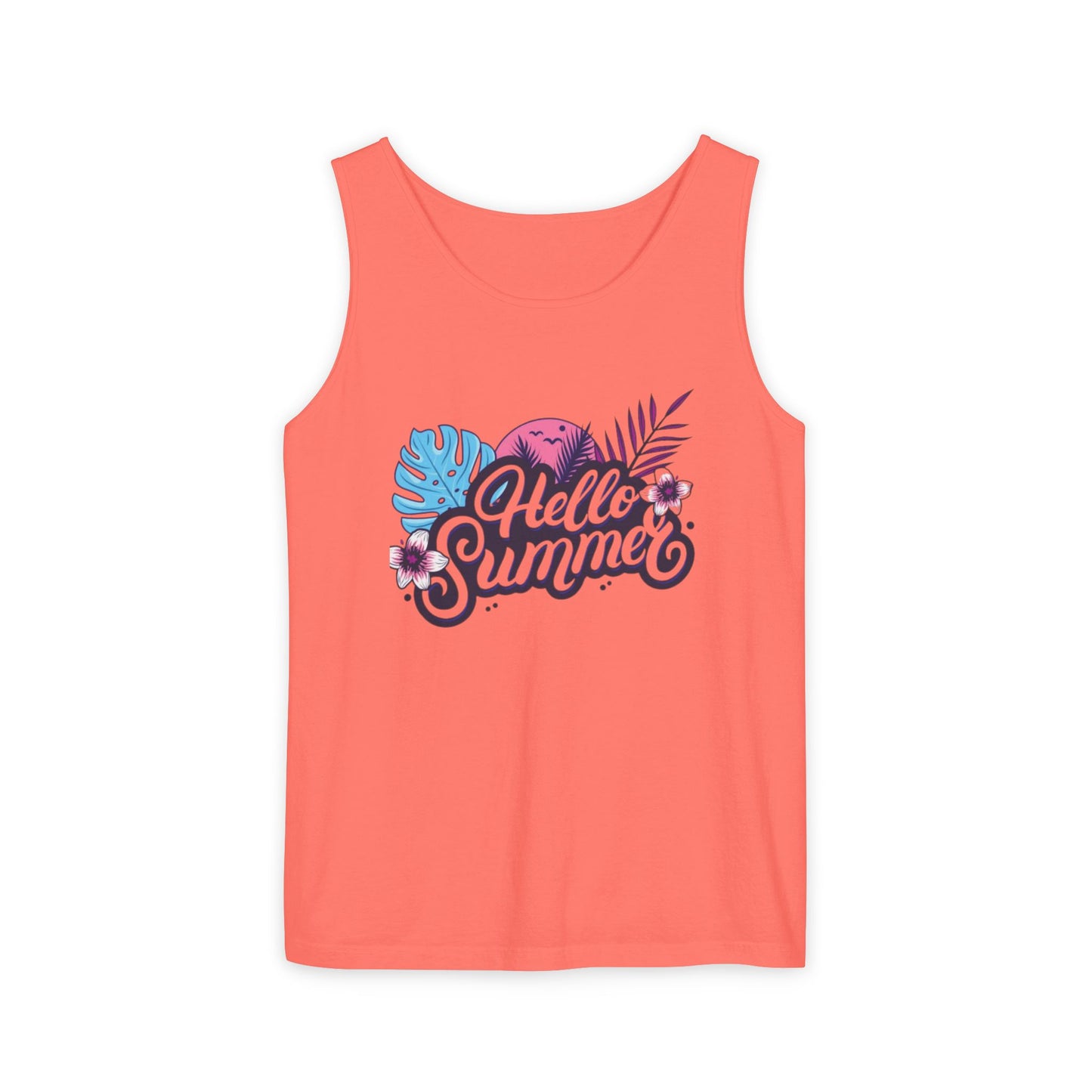 Hello Summer Women’s Tank Top – Soft Cotton, Relaxed Fit, Beach Vibes Tee