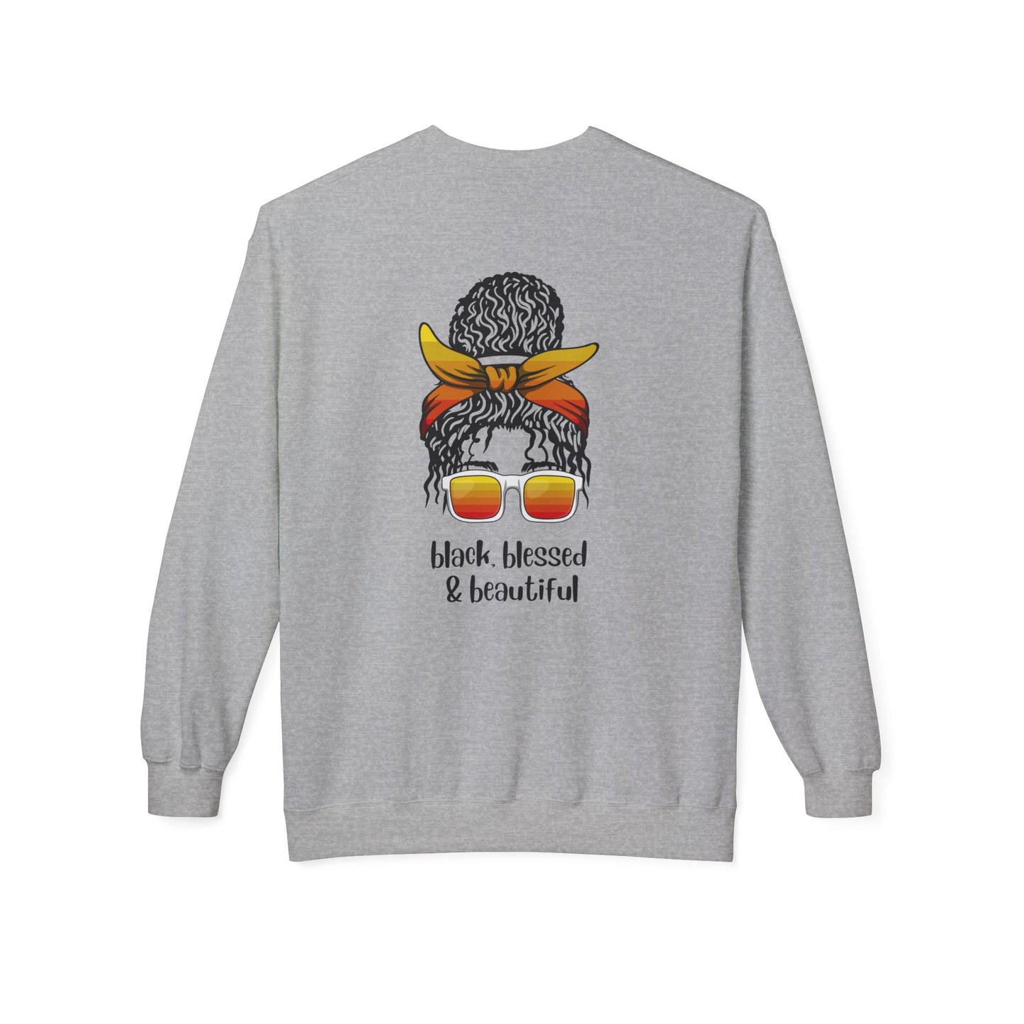 Black Blessed & Beautiful Fleece Sweatshirt, Unisex Crewneck, Cozy Gift, Comfort Wear, Festival Apparel, Positive Vibes