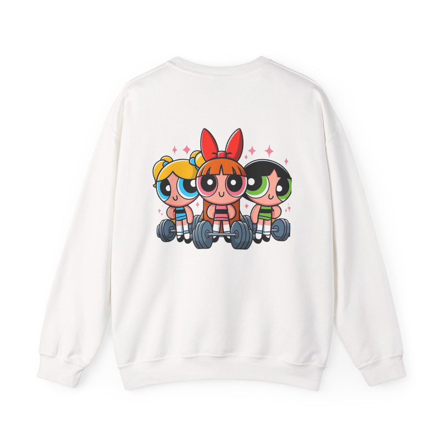 Powerpuff Girls Workout Crewneck Sweatshirt | Unisex Sweatshirt for Cartoon Lovers, Fitness Enthusiasts, Gifts, Casual Wear, Unique Apparel