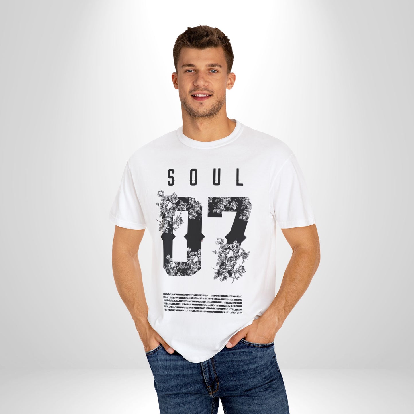 Soul 07 Floral Unisex T-Shirt, Vintage Style Tee, Everyday Casual Wear, Gift for Friends, Summer Fashion