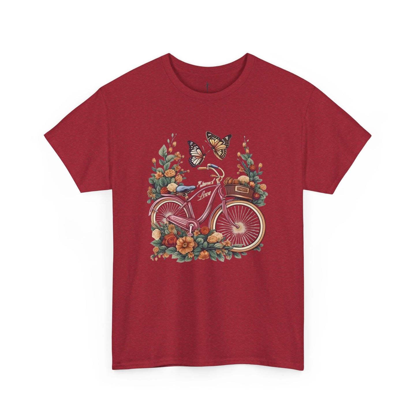 Vintage Floral Bicycle Tee, Unisex Cotton T-Shirt, Nature Lover Gift, Casual Wear, Eco-Friendly Fashion