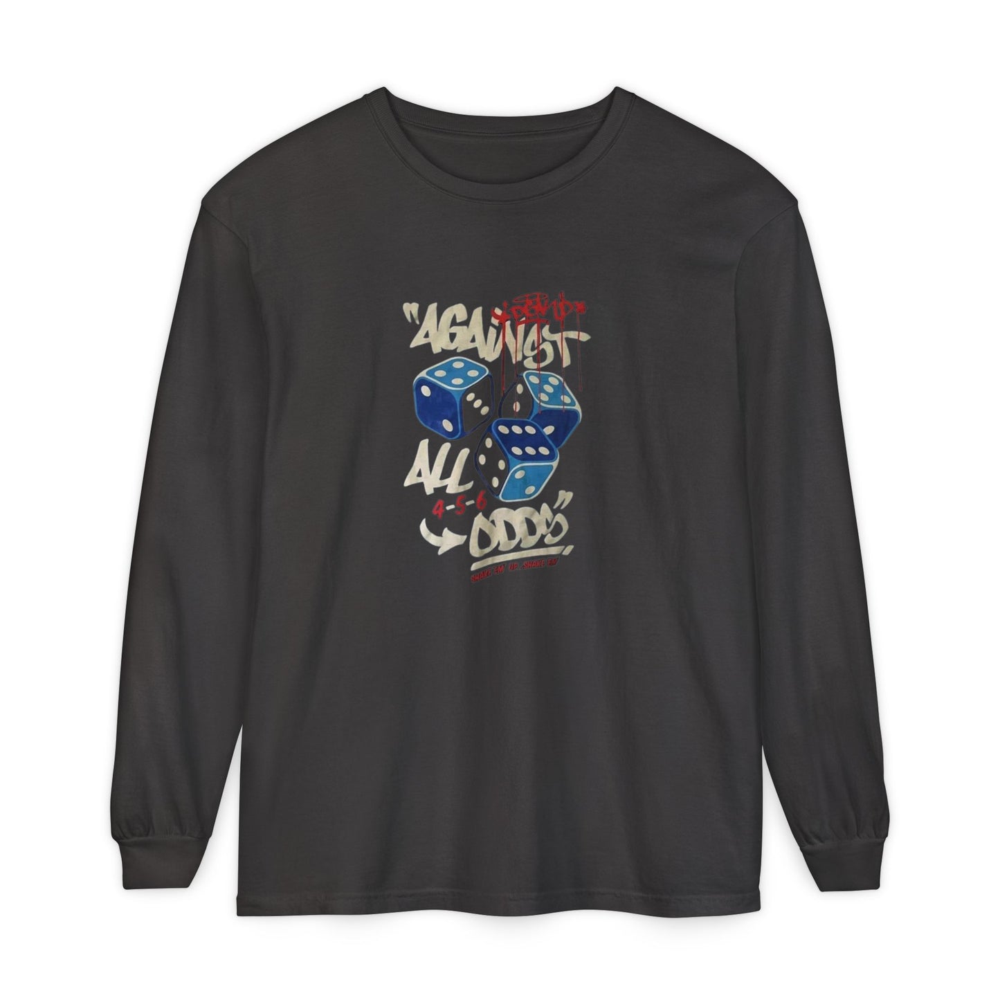Lucky Dice Long Sleeve Tee, Unisex Shirt, Game Night Apparel, Casual Outfit, Gift for Gamers, Fun Retro Vibes