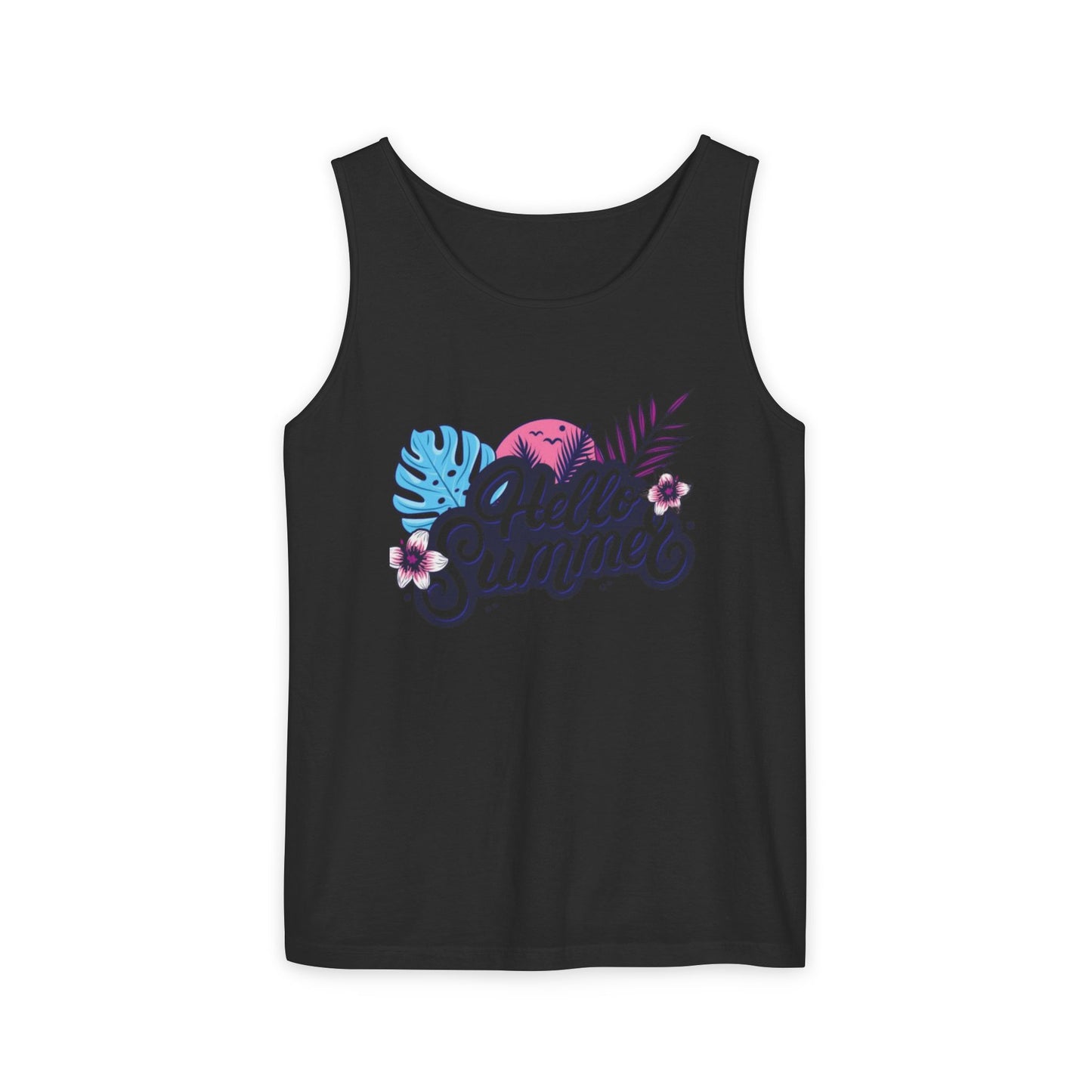 Hello Summer Women’s Tank Top – Soft Cotton, Relaxed Fit, Beach Vibes Tee