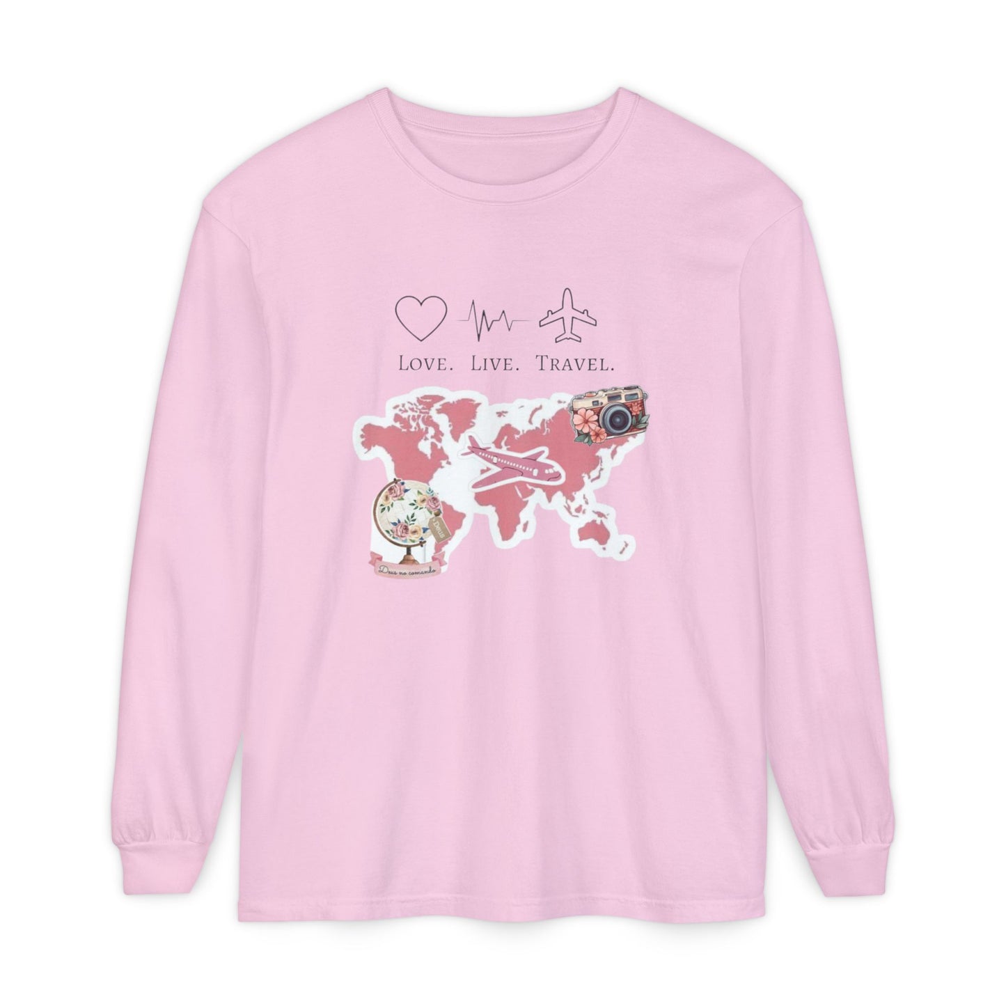 Travel-Themed Long Sleeve T-Shirt, Love Live Travel Shirt, Wanderlust Gift, Adventure Tee, Perfect for Travelers and Adventurers