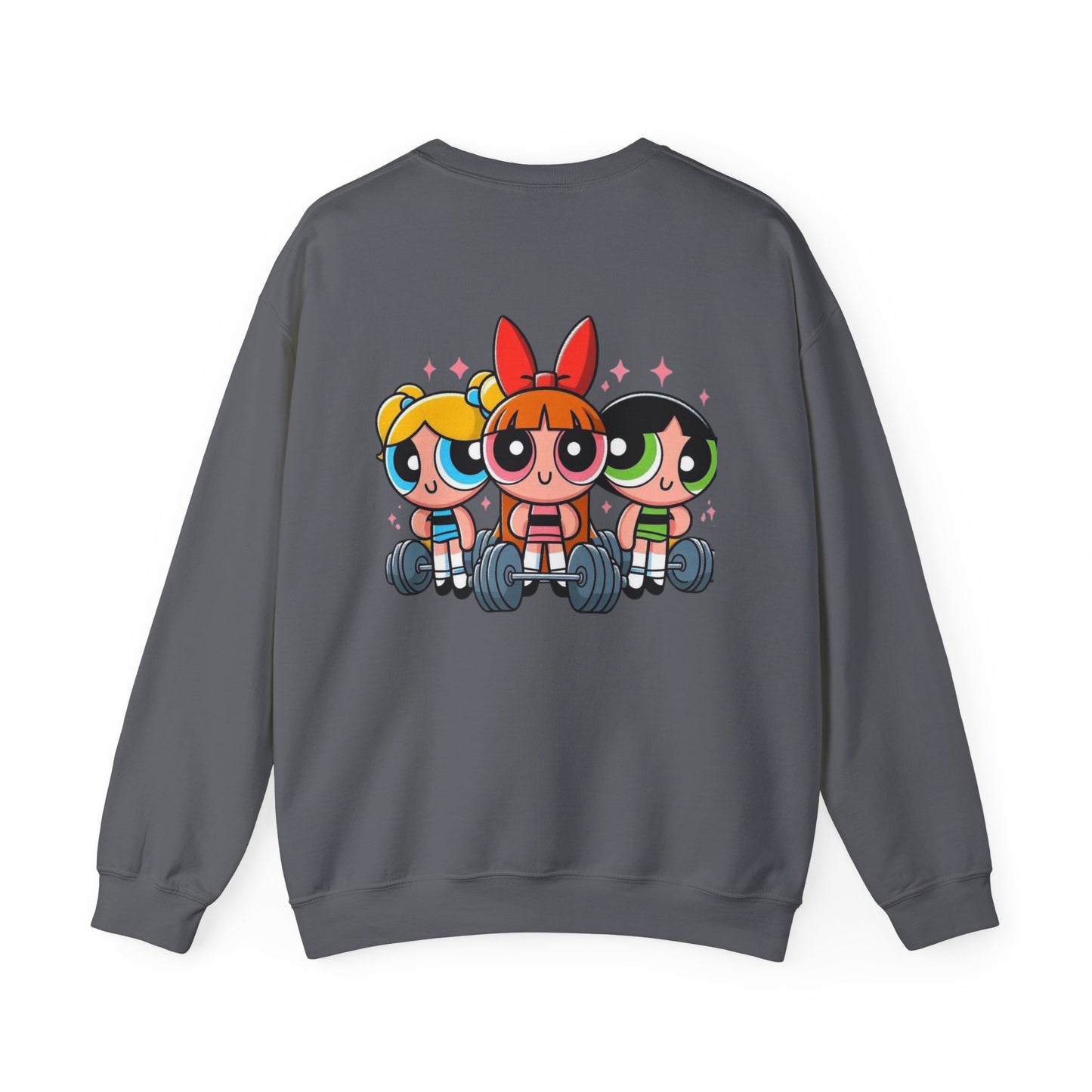 Powerpuff Girls Workout Crewneck Sweatshirt | Unisex Sweatshirt for Cartoon Lovers, Fitness Enthusiasts, Gifts, Casual Wear, Unique Apparel