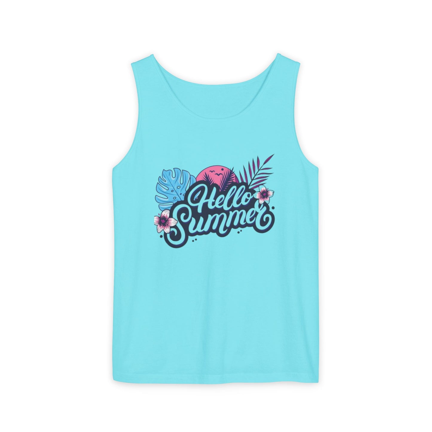 Hello Summer Women’s Tank Top – Soft Cotton, Relaxed Fit, Beach Vibes Tee