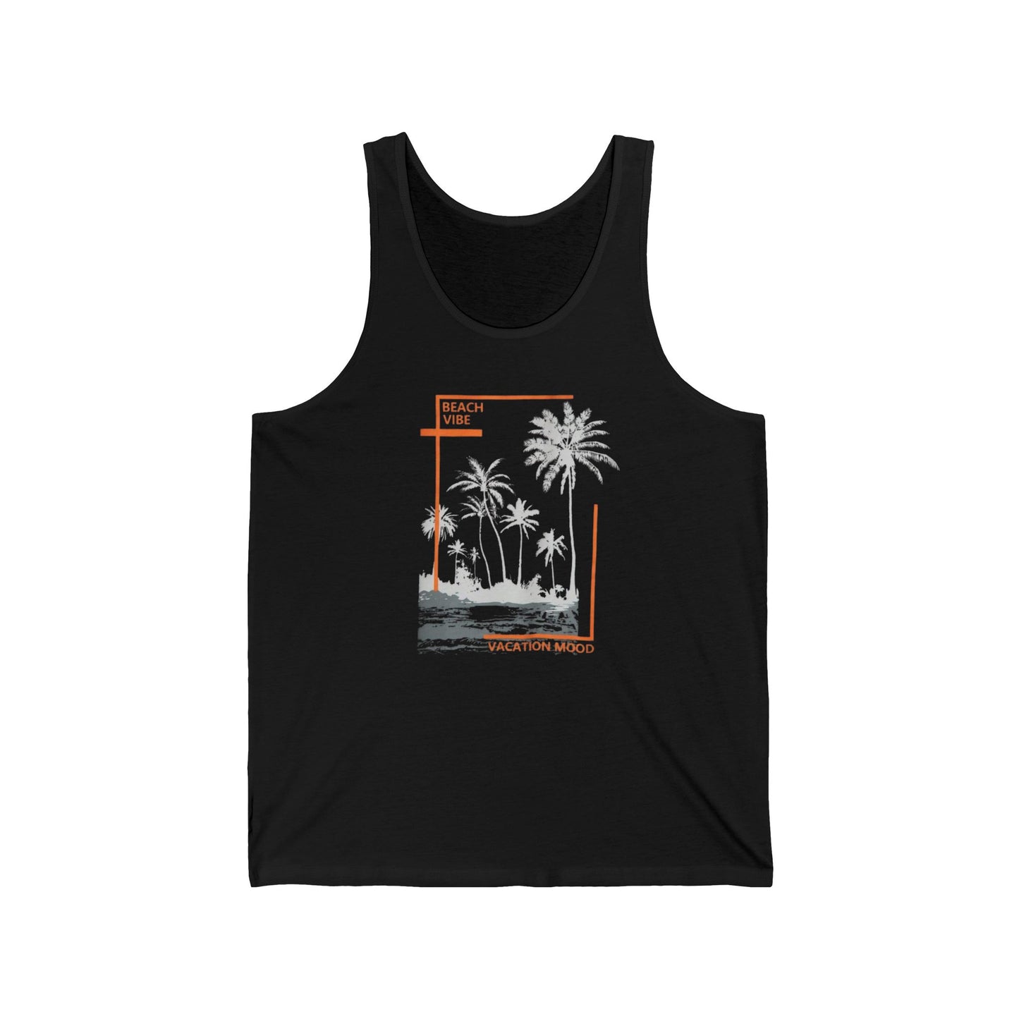 Beach Vibes Unisex Jersey Tank, Summer T-Shirt, Vacation Wear, Casual Style, Beach Party Top, Graphic Tank Top