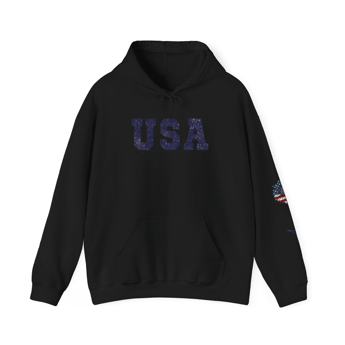 USA All American Girl Hoodie - Unisex Heavy Blend Sweatshirt, Patriotic Apparel, 4th of July Outfit, Casual Wear, Gift for Her