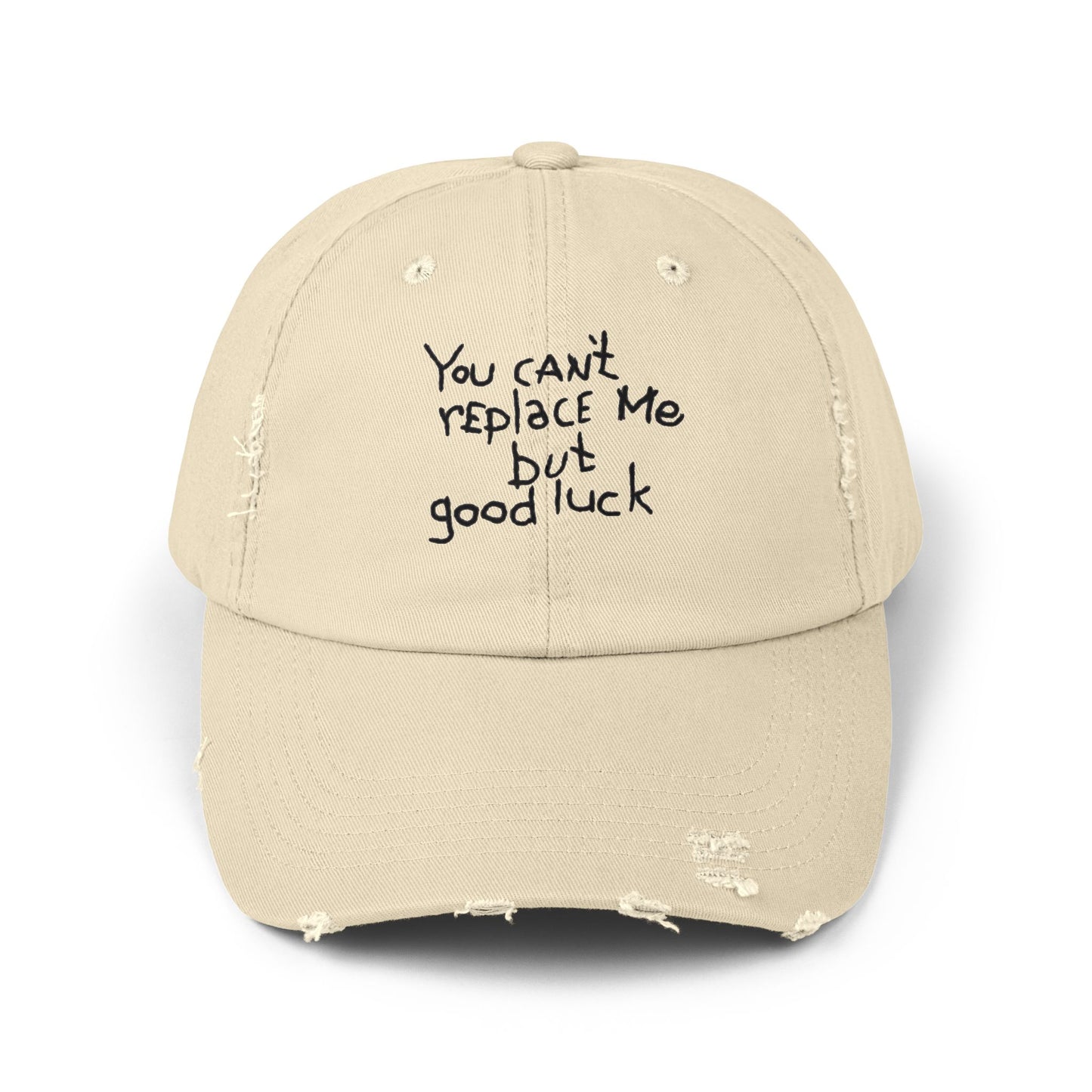 Unisex Distressed Cap - Casual Style, Vintage Vibe, Perfect Gift for Friends, Handwritten Design, Everyday Wear, Adjustable Cap