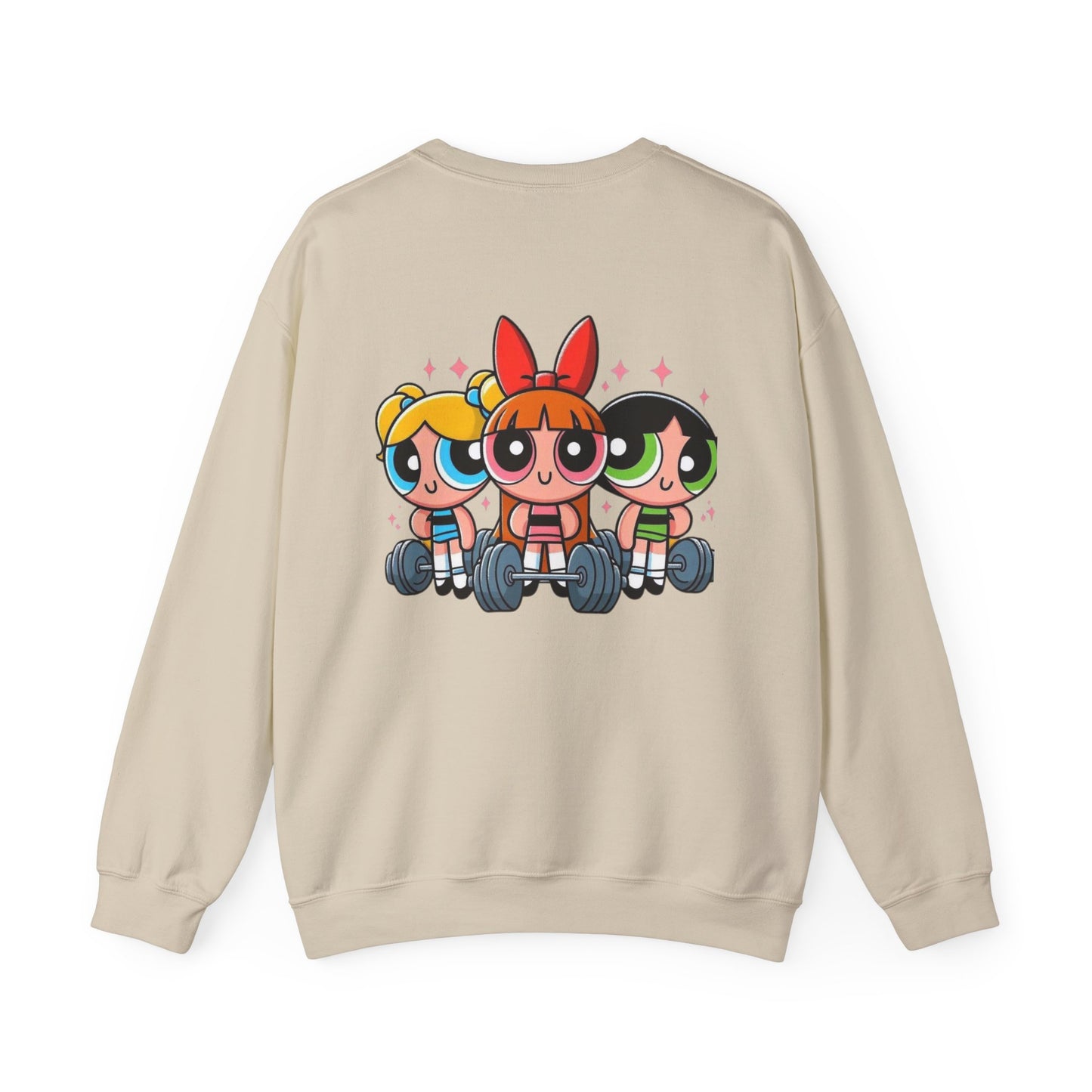 Powerpuff Girls Workout Crewneck Sweatshirt | Unisex Sweatshirt for Cartoon Lovers, Fitness Enthusiasts, Gifts, Casual Wear, Unique Apparel