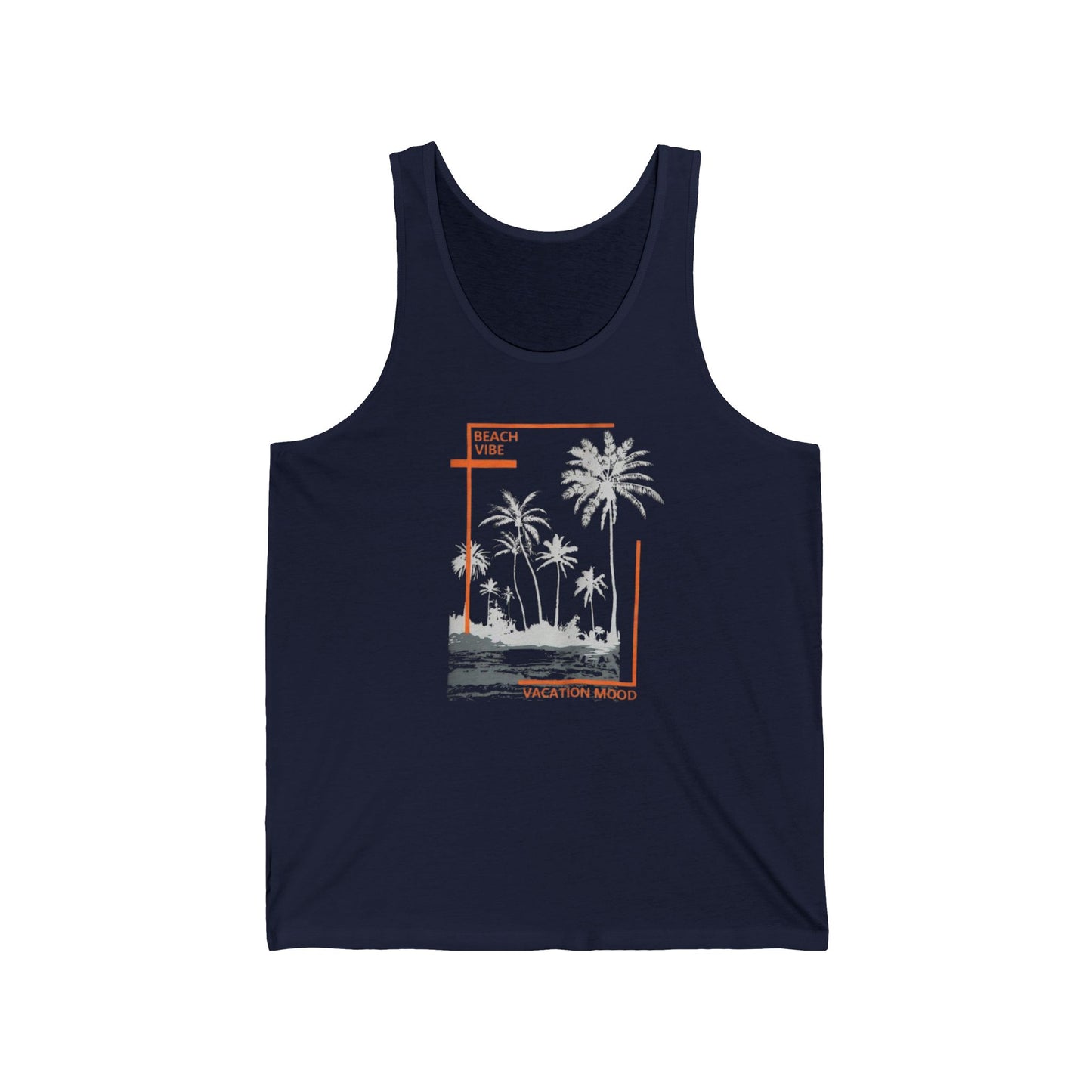 Beach Vibes Unisex Jersey Tank, Summer T-Shirt, Vacation Wear, Casual Style, Beach Party Top, Graphic Tank Top