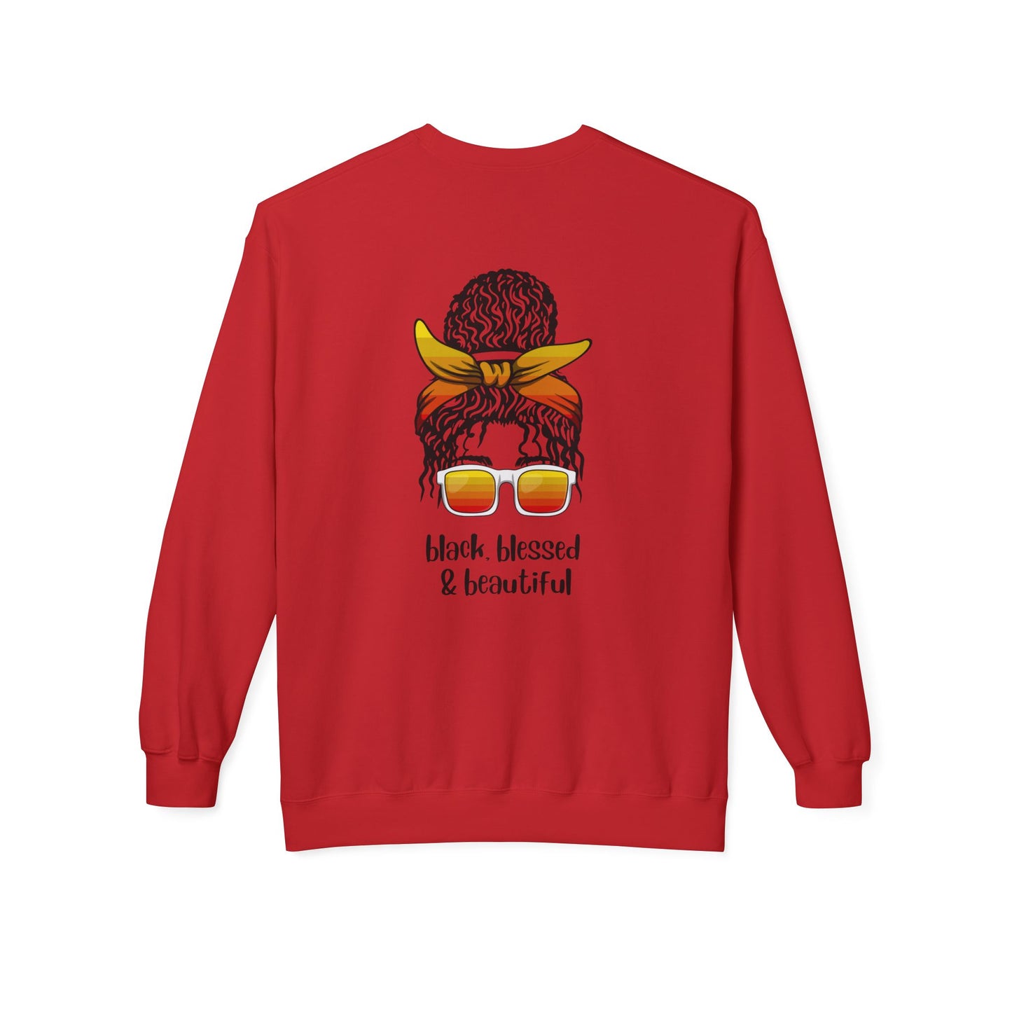 Black Blessed & Beautiful Fleece Sweatshirt, Unisex Crewneck, Cozy Gift, Comfort Wear, Festival Apparel, Positive Vibes