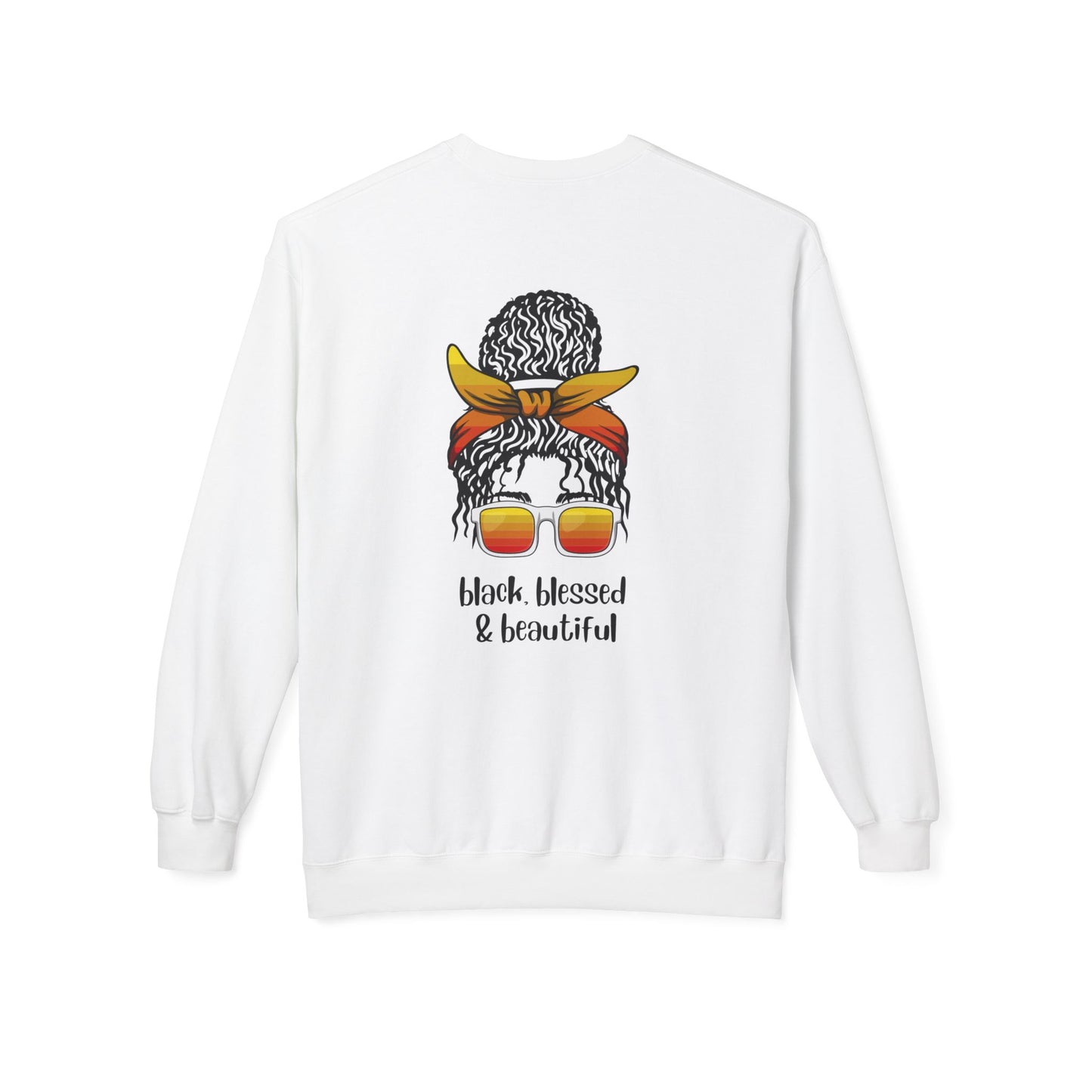 Black Blessed & Beautiful Fleece Sweatshirt, Unisex Crewneck, Cozy Gift, Comfort Wear, Festival Apparel, Positive Vibes