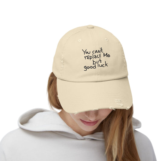 Unisex Distressed Cap - Casual Style, Vintage Vibe, Perfect Gift for Friends, Handwritten Design, Everyday Wear, Adjustable Cap