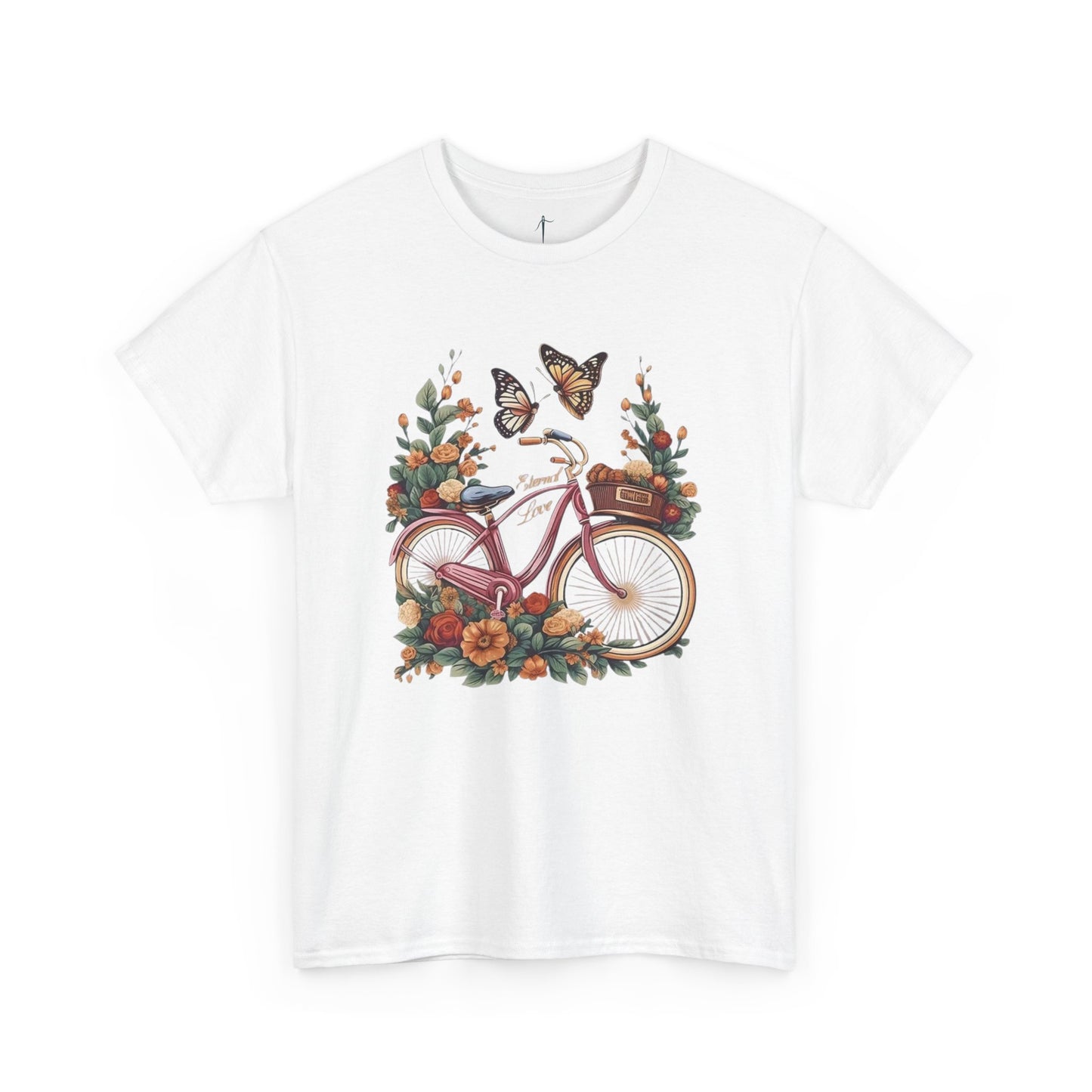 Vintage Floral Bicycle Tee, Unisex Cotton T-Shirt, Nature Lover Gift, Casual Wear, Eco-Friendly Fashion