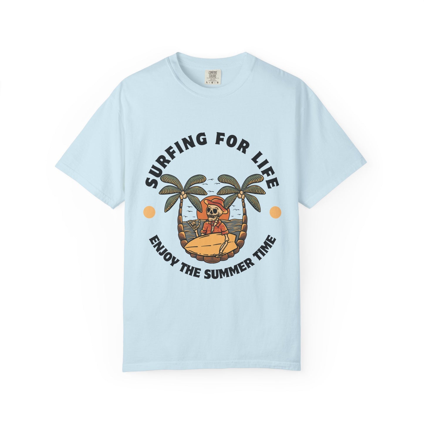 Summer Vibes Surfing Tee – Vintage Garment-Dyed Unisex T-Shirt for Beach Lovers"