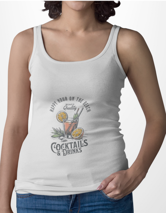 Cocktails & Drinks Women's Racerback Tank, Summer Vibes, Fun Party Top, Beach Wear, Gift for Her, Relaxed Fit Shirt